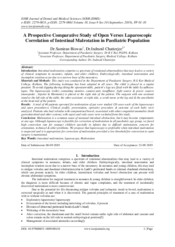 (PDF) A Prospective Comparative Study of Open Verses Laparoscopic ...