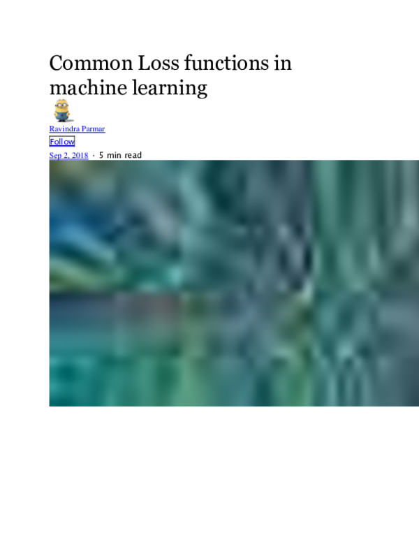(DOC) Common Loss functions in machine learning