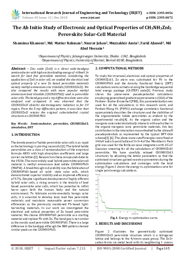 (PDF) The Ab Initio Study of Electronic and Optical Properties of ...
