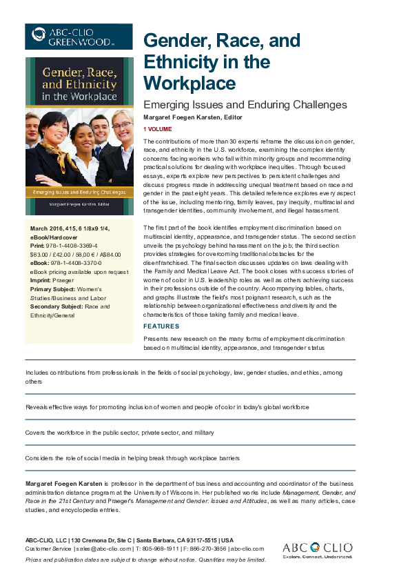 (PDF) Gender Inequality in the U.S. Labor Market: Evidence from the ...