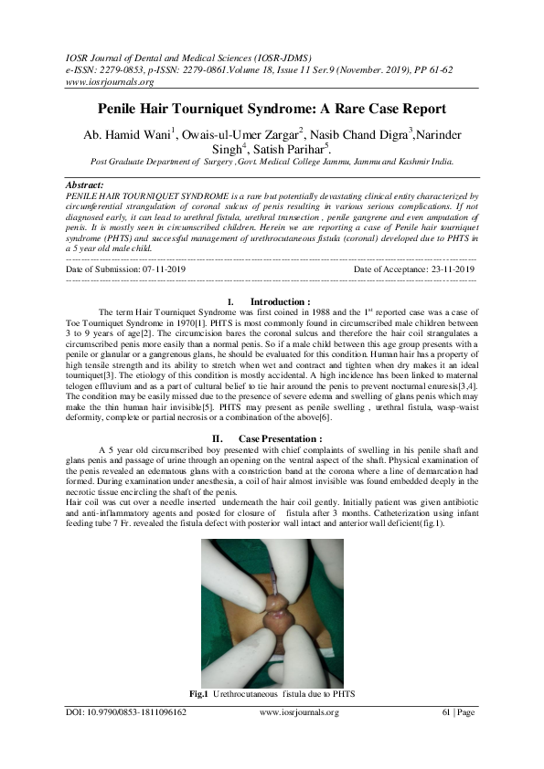 (PDF) Penile Hair Tourniquet Syndrome A Rare Case Report IOSR