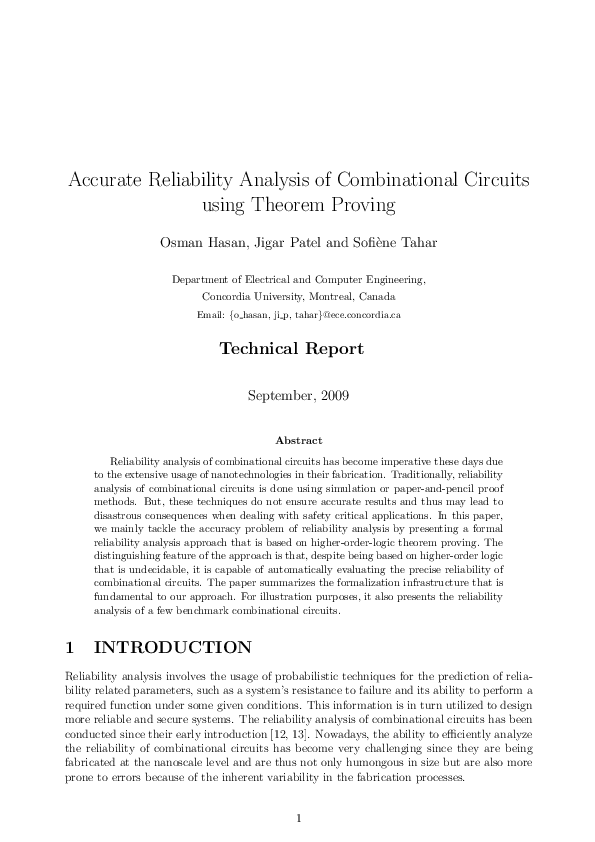 (PDF) On the accurate reliability analysis of combinational circuits ...