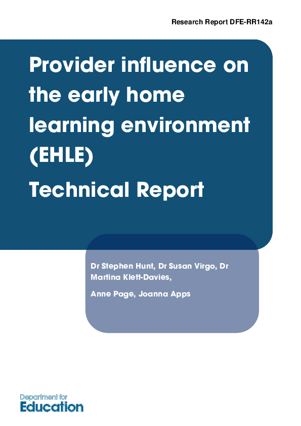 (PDF) Provider influence on the early home learning environment (EHLE ...