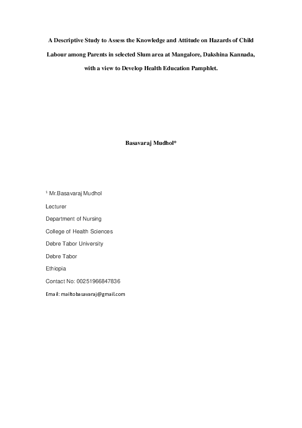(DOC) A Descriptive Study to Assess the Knowledge and Attitude on ...