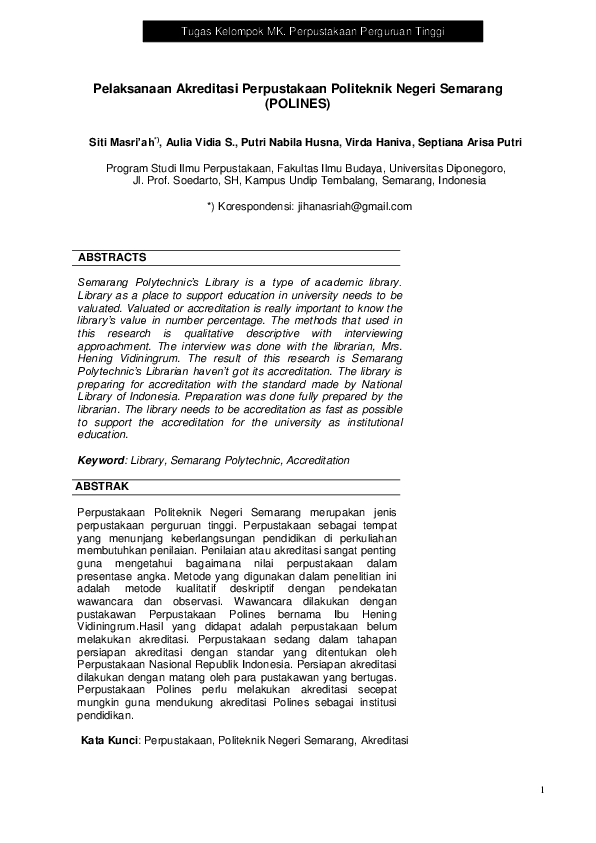 Doc Akreditasi Perpustakaan Perguruan Tinggi