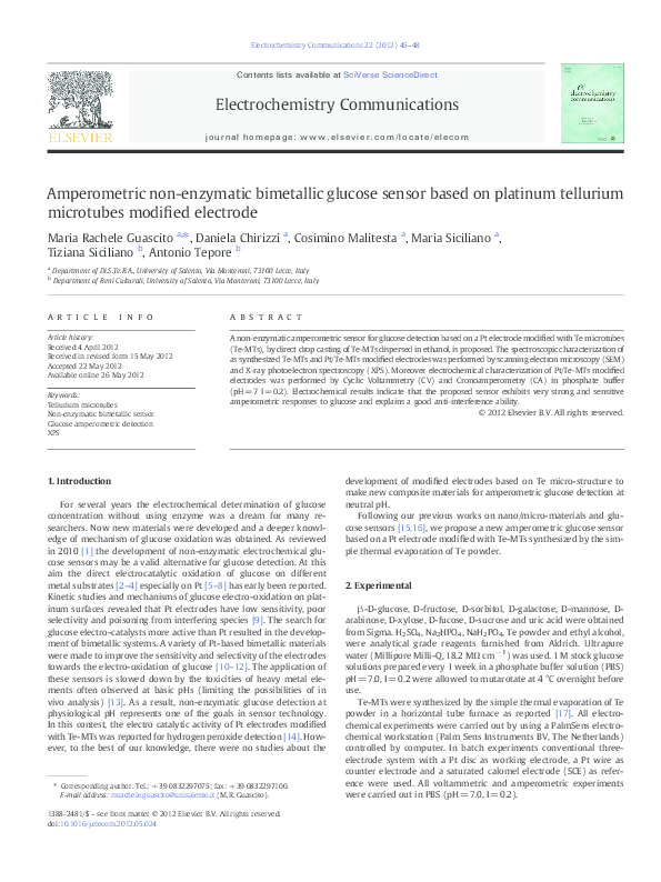(PDF) Amperometric non-enzymatic bimetallic glucose sensor based on ...