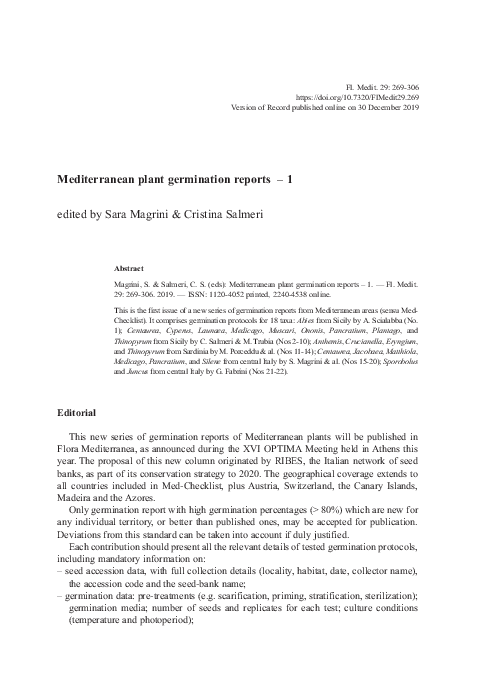 (PDF) Mediterranean plant germination report