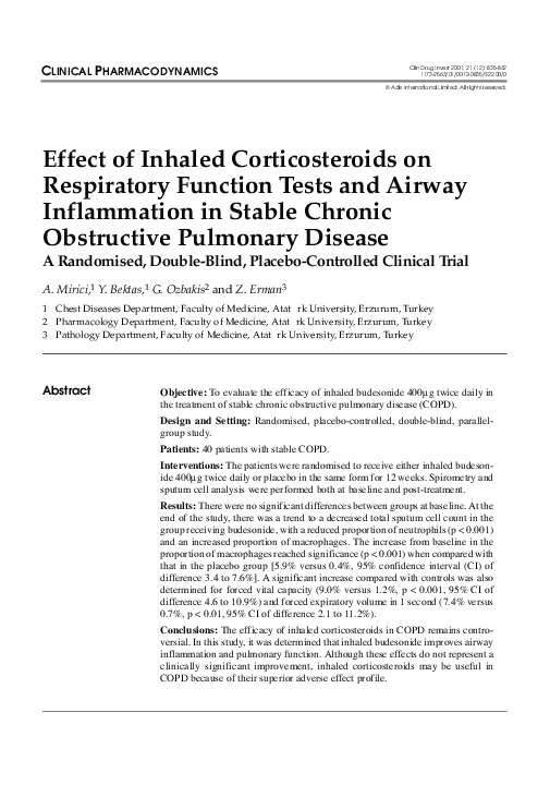 (PDF) Effect of Inhaled Corticosteroids on Respiratory Function Tests ...