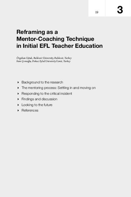 (PDF) Reframing as a Mentor-Coaching Technique in Initial EFL Teacher ...