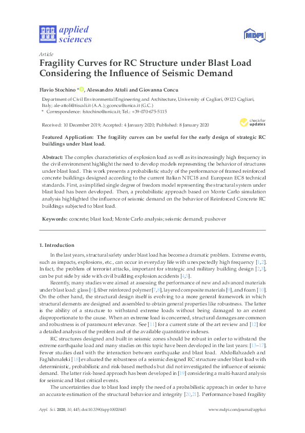 (PDF) Fragility Curves for RC Structure under Blast Load Considering ...