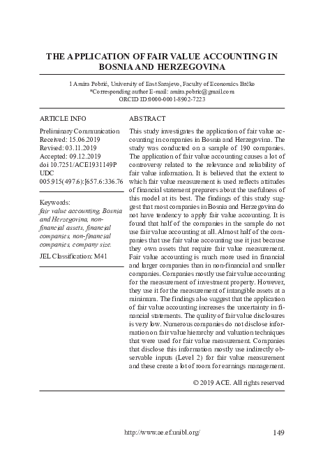 (PDF) THE APPLICATION OF FAIR VALUE ACCOUNTING IN BOSNIA AND HERZEGOVINA