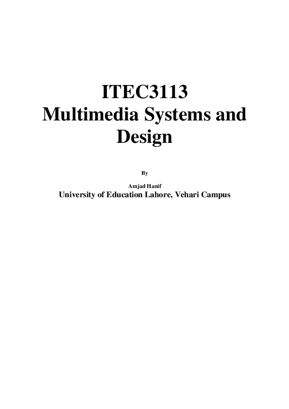 (PDF) ITEC3113 Multimedia Systems and Design Mujahid Joiya Academia.edu