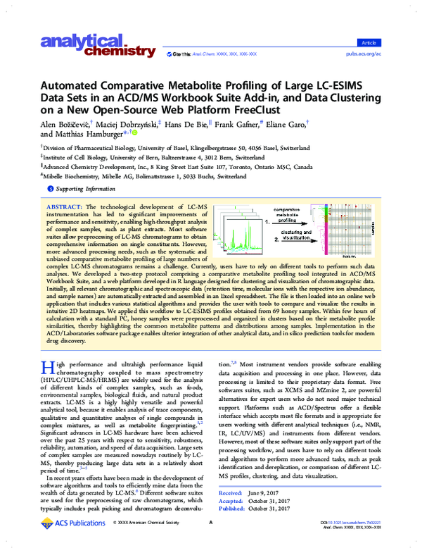 (PDF) Automated Comparative Metabolite Profiling of Large LC-ESIMS Data ...