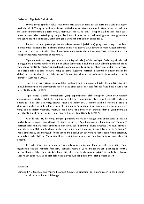 (PDF) Esai Perbedaan 3 Jenis Endositosis Nidya T Putri (PDF) Esai Perbedaan 3 Jenis Endositosis Nidya T Putri