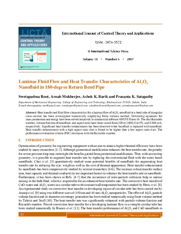 (PDF) Laminar Fluid Flow and Heat Transfer Characteristics of Al 2 O 3 ...