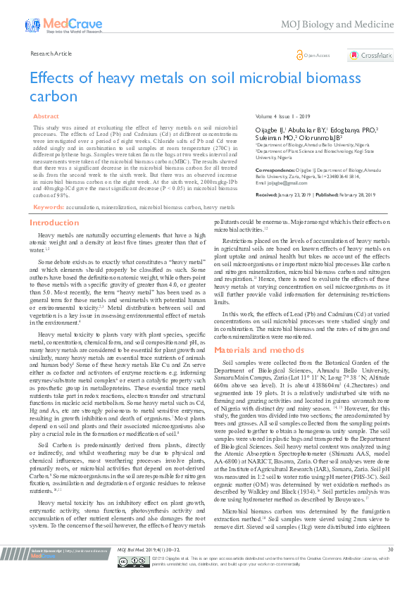 (PDF) Effects of heavy metals on soil microbial biomass carbon