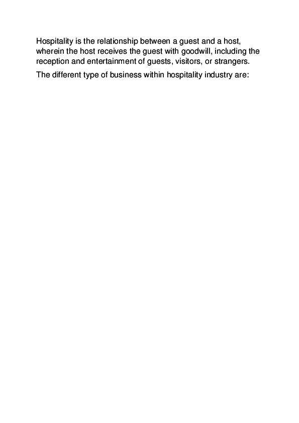 (DOC) Hospitality written documents