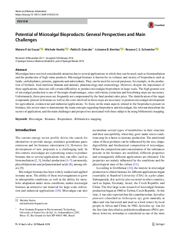 (PDF) Souza et al 2018 Waste and Biomass Valorization Rosana D E C A