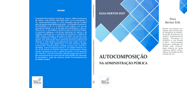  PDF Autocomposi o Na Administra o P blica Elisa Berton Eidt 