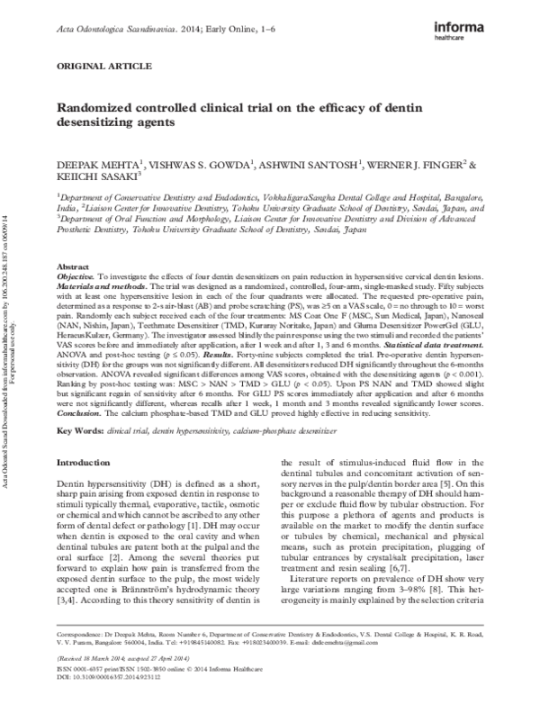 (PDF) Randomized controlled clinical trial on the efficacy of dentin ...