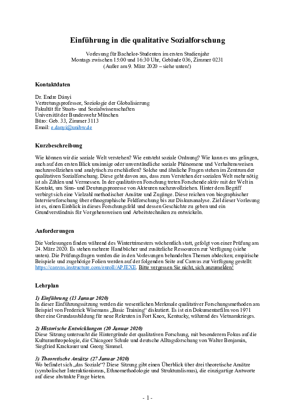 Einführung In Die Qualitative Sozialforschung (PDF) Einführung in die qualitative Sozialforschung (WT 2020)