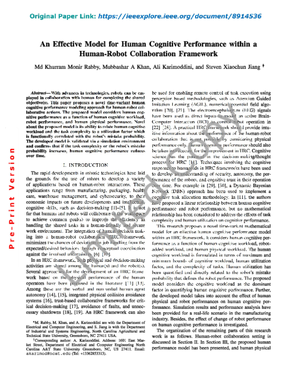 (PDF) An Effective Model for Human Cognitive Performance within a Human ...