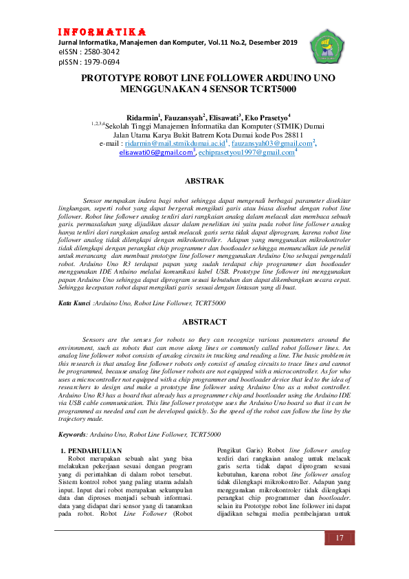 (PDF) PROTOTYPE ROBOT LINE FOLLOWER ARDUINO UNO MENGGUNAKAN 4 SENSOR ...