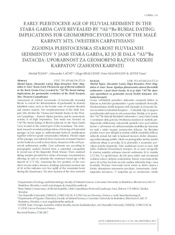 (PDF) EARLy PLEISTOCENE AGE OF FLUVIAL SEDIMENT IN THE STARá GARDA CAVE ...
