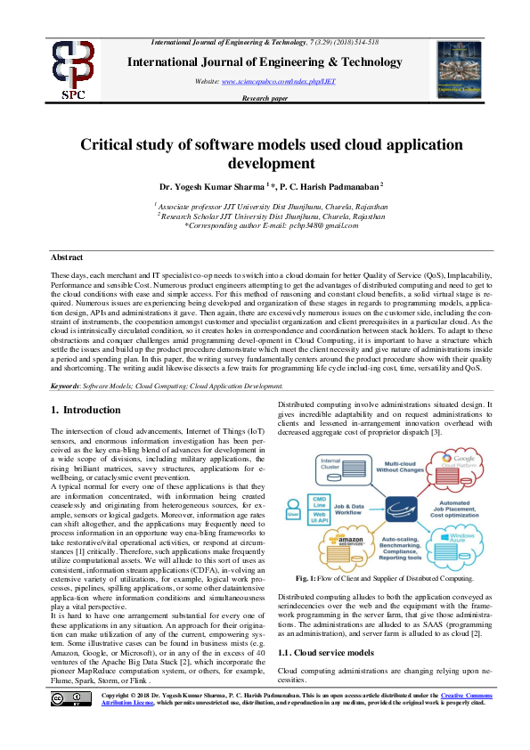 (PDF) Critical study of software models used cloud application development