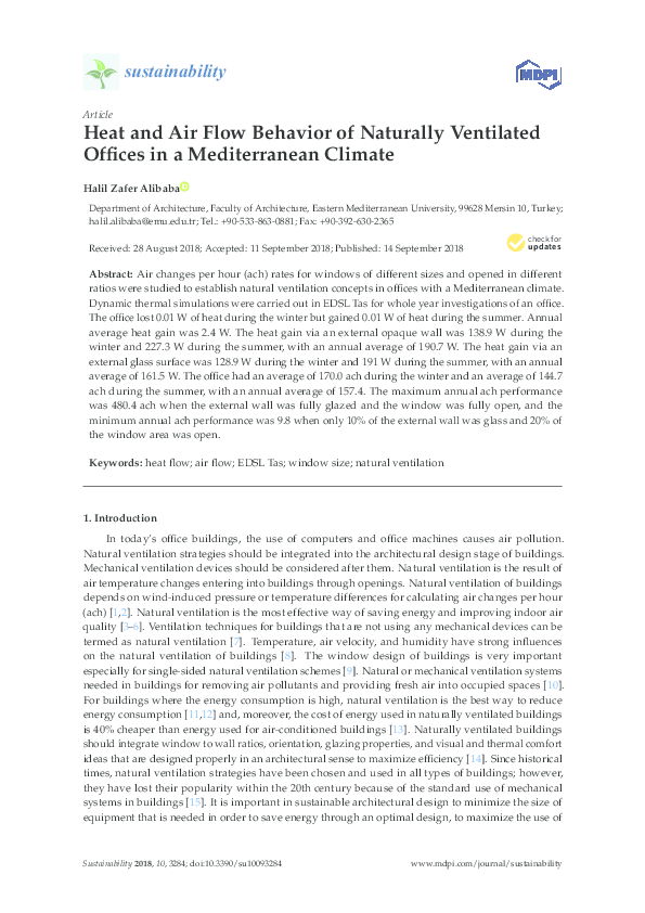 (PDF) Heat and Air Flow Behavior of Naturally Ventilated Offices in a ...