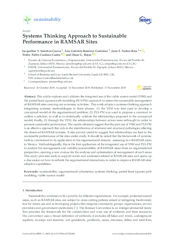 (PDF) Systems Thinking Approach to Sustainable Performance in RAMSAR Sites