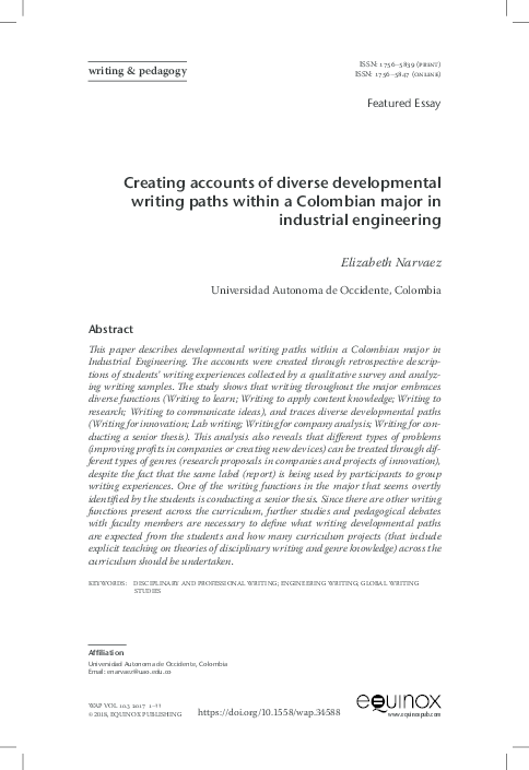 (PDF) Creating accounts of diverse developmental writing paths within a ...