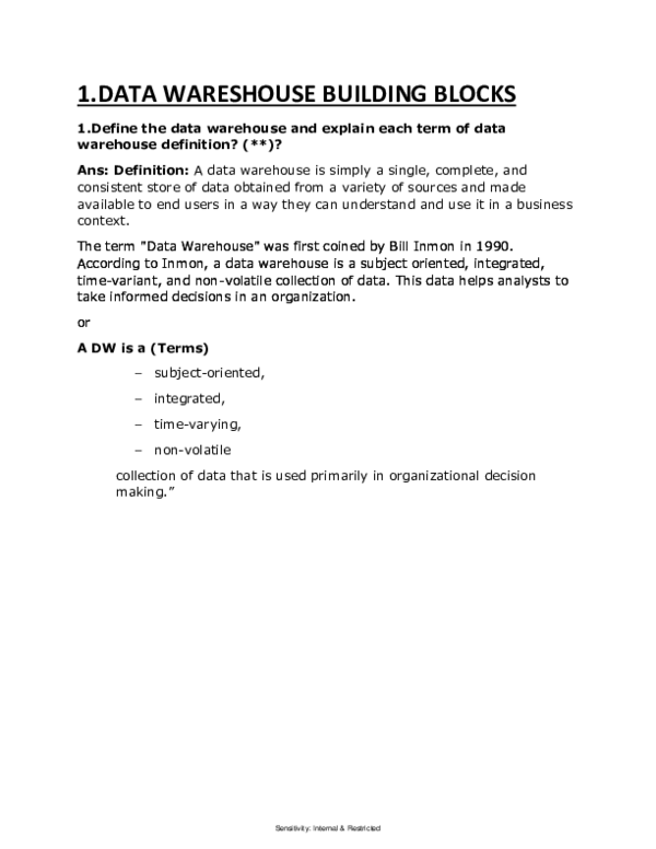 (DOC) DATA WARESHOUSE BUILDING BLOCKS