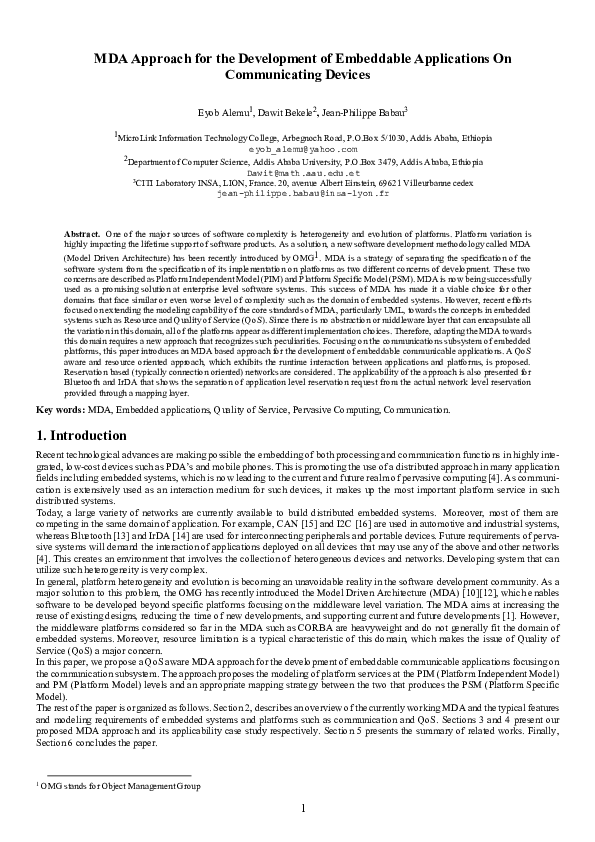 (PDF) MDA Approach for the Development of Embeddable Applications On ...