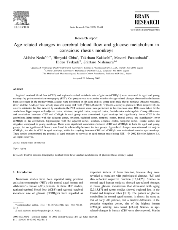 (PDF) Age-related changes in cerebral blood flow and glucose metabolism ...