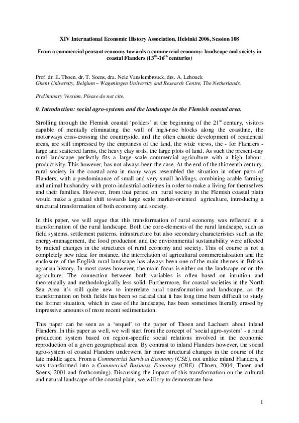 (PDF) From a commercial peasant economy towards a commercial economy