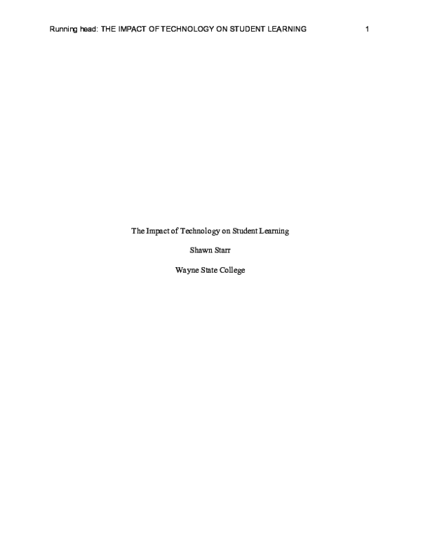 (PDF) The Impact of Technology on Student Learning
