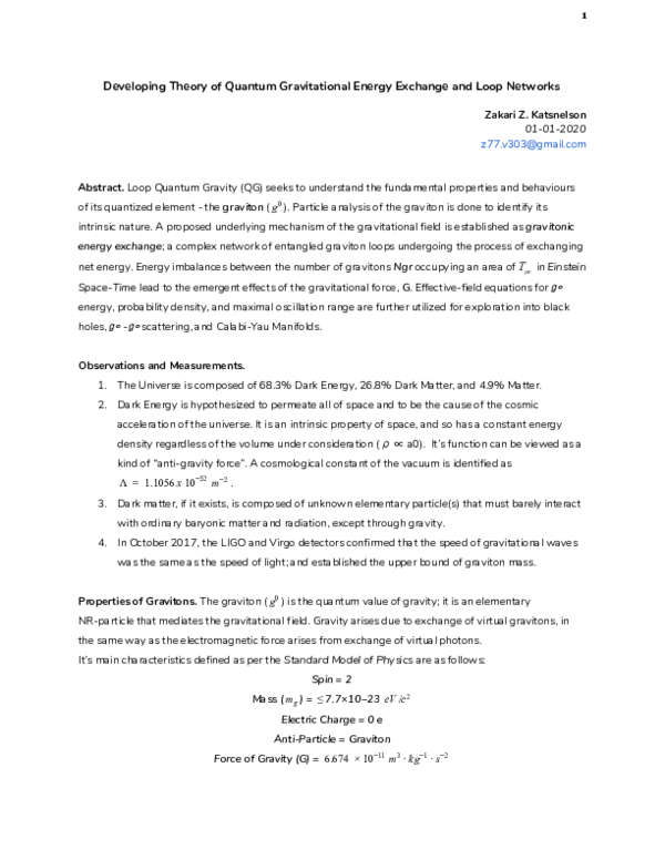 (PDF) Quantum Gravitational Energy Exchange and Loop Networks