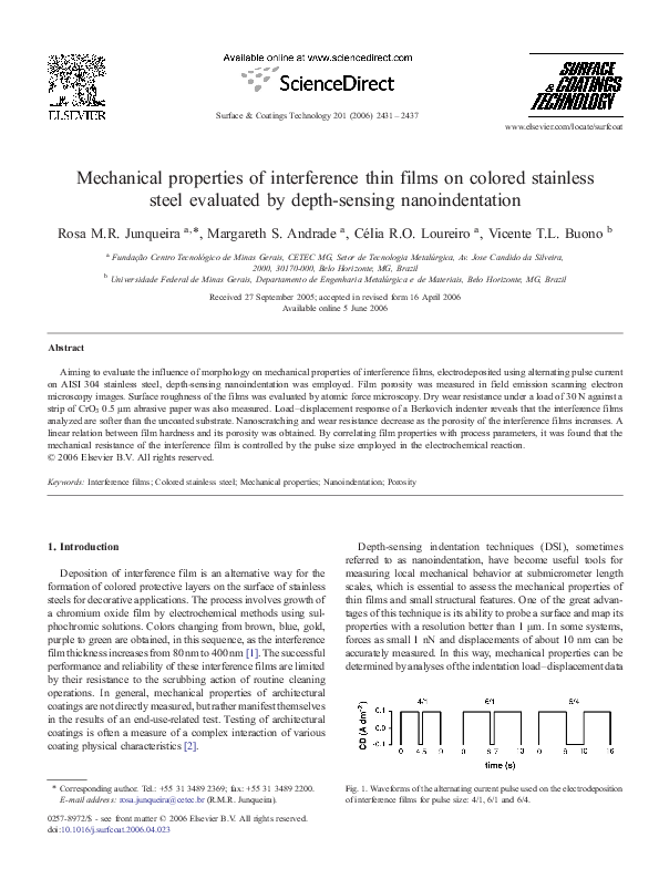 (PDF) Mechanical properties of interference thin films on colored ...
