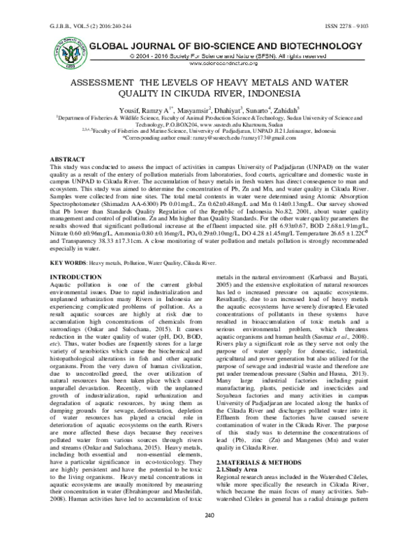 (PDF) ASSESSMENT THE LEVELS OF HEAVY METALS AND WATER QUALITY IN CIKUDA ...