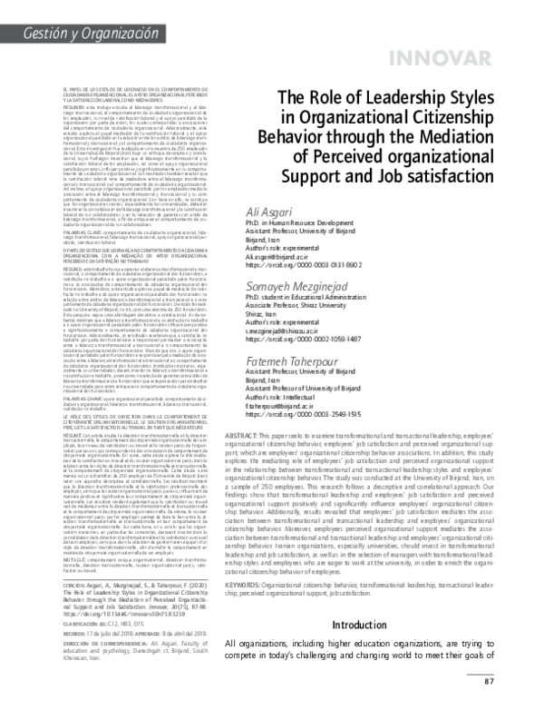 (PDF) INNOVAR Gestión y Organización The Role of Leadership Styles in ...
