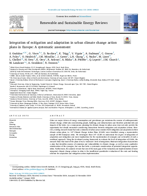 (PDF) Integration of mitigation and adaptation in urban climate change ...