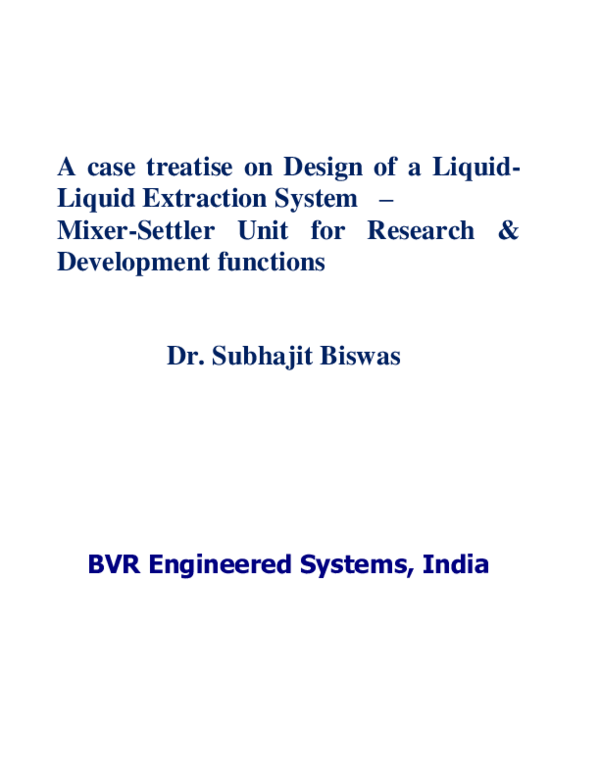(PDF) A case treatise on Design of a Liquid Liquid Extraction System