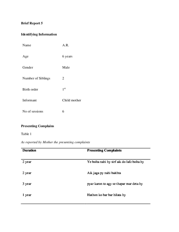 (PDF) Brief Report 5 Identifying Information