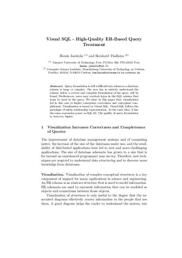 (PDF) Visual SQL – High-Quality ER-Based Query Treatment