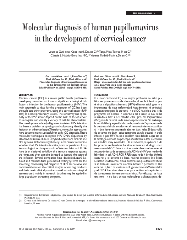 (PDF) Molecular diagnosis of human papillomavirus in the development of ...