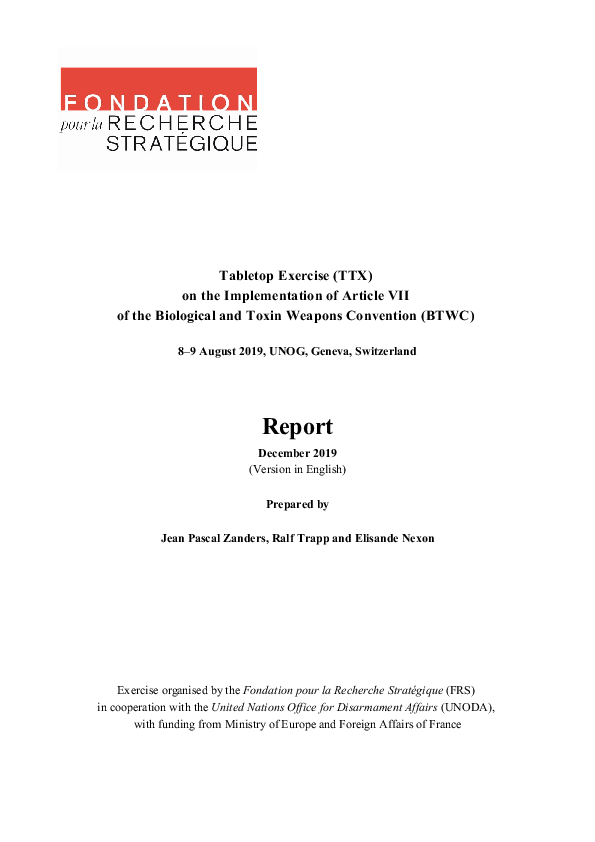 (PDF) Tabletop Exercise (TTX) on the Implementation of Article VII of