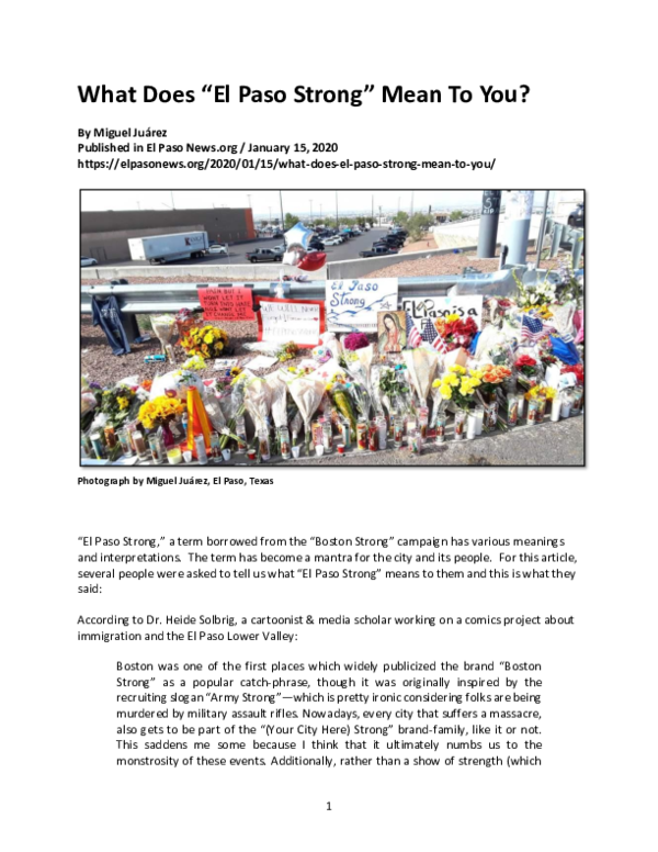  PDF What Does El Paso Strong Mean To You Miguel Ju rez PhD 