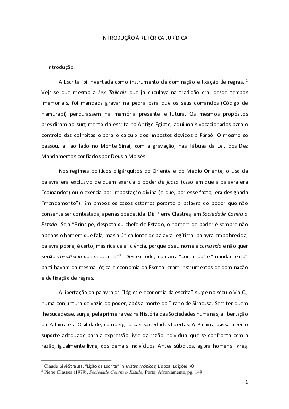 (DOC) Introdução à Retórica Jurídica/Introduction to Legal Rhetoric