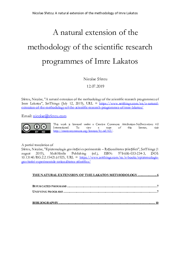 (PDF) A natural extension of the methodology of the scientific research ...